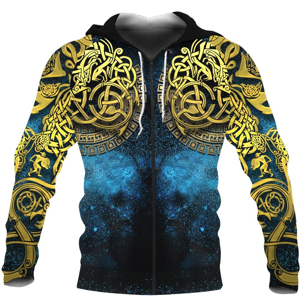 Viking Celtic Knot Tattoo All Over Design-Apparel-HP Arts-Zip Hoodie-S-Vibe Cosy™