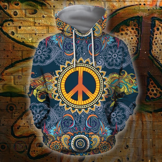 3D All Over Print Blue Hippie Hoodie-Apparel-HD09-Hoodie-S-Vibe Cosy™