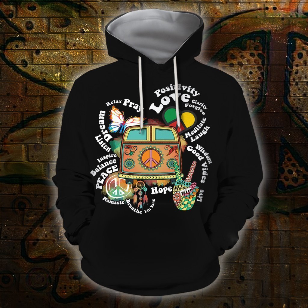 3D All Over Print Hippie Quotes Hoodie-Apparel-HD09-Hoodie-S-Vibe Cosy™