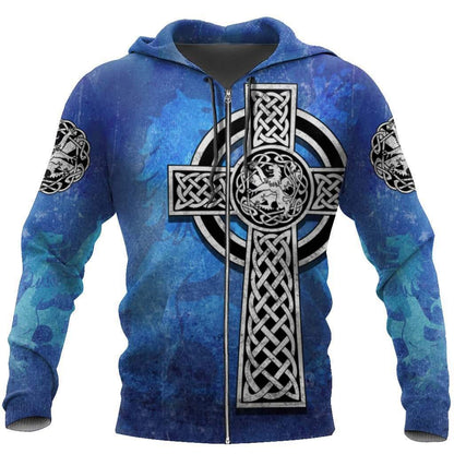 Celtic Cross Lion MP739-Apparel-MP-Zip-Hoodie-S-Vibe Cosy™