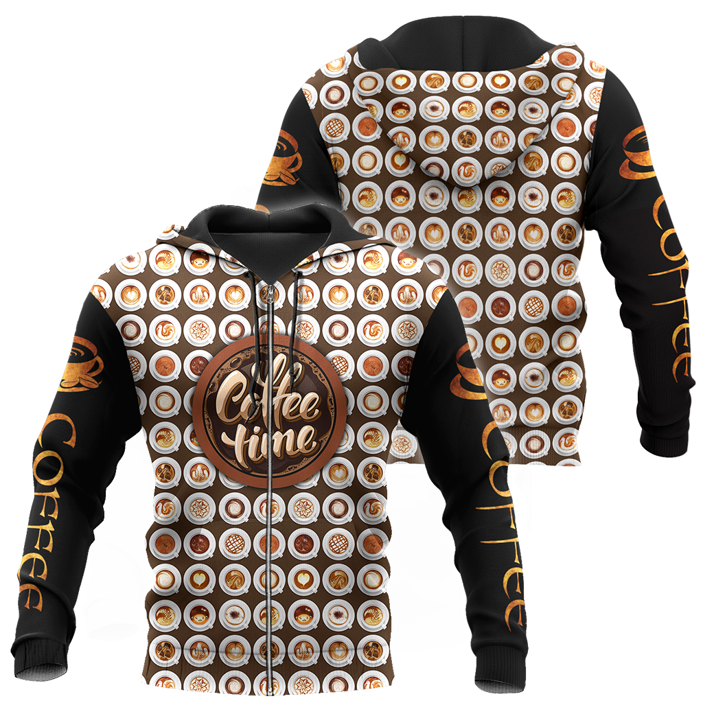 Time's Coffee 3D All Over Printed Differences Between Types Of Italian Coffee Shirts and Shorts Pi271103 PL-Apparel-PL8386-zip-up hoodie-S-Vibe Cosy™