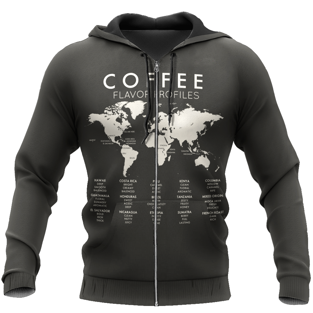 Beautiful Maps Coffee World 3D All Over Printed Differences Between Types Of World Coffee Shirts and Shorts Pi271102 PL-Apparel-PL8386-zip-up hoodie-S-Vibe Cosy™