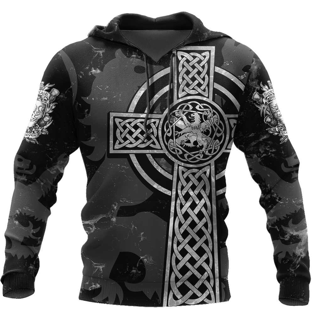 Scottish St-Andrew Lion & Thristle Celtic Cross grey ver1 Hoodie AZ210205-Apparel-PL8386-Hoodie-S-Vibe Cosy™