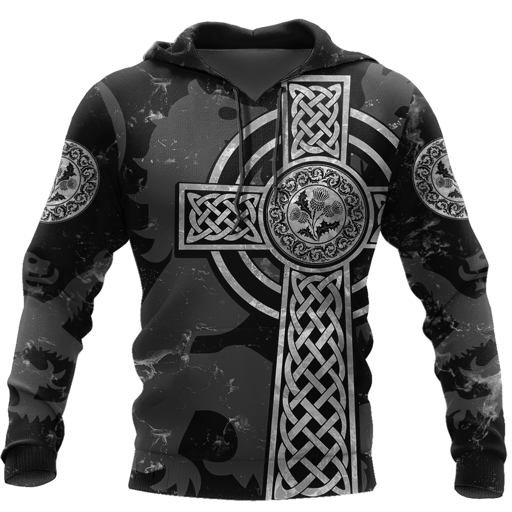 Scottish Thristle Celtic Cross grey ver1 Hoodie AZ210202-Apparel-PL8386-Hoodie-S-Vibe Cosy™