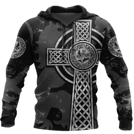 Scottish Thristle Celtic Cross grey ver1 Hoodie AZ210202-Apparel-PL8386-Hoodie-S-Vibe Cosy™