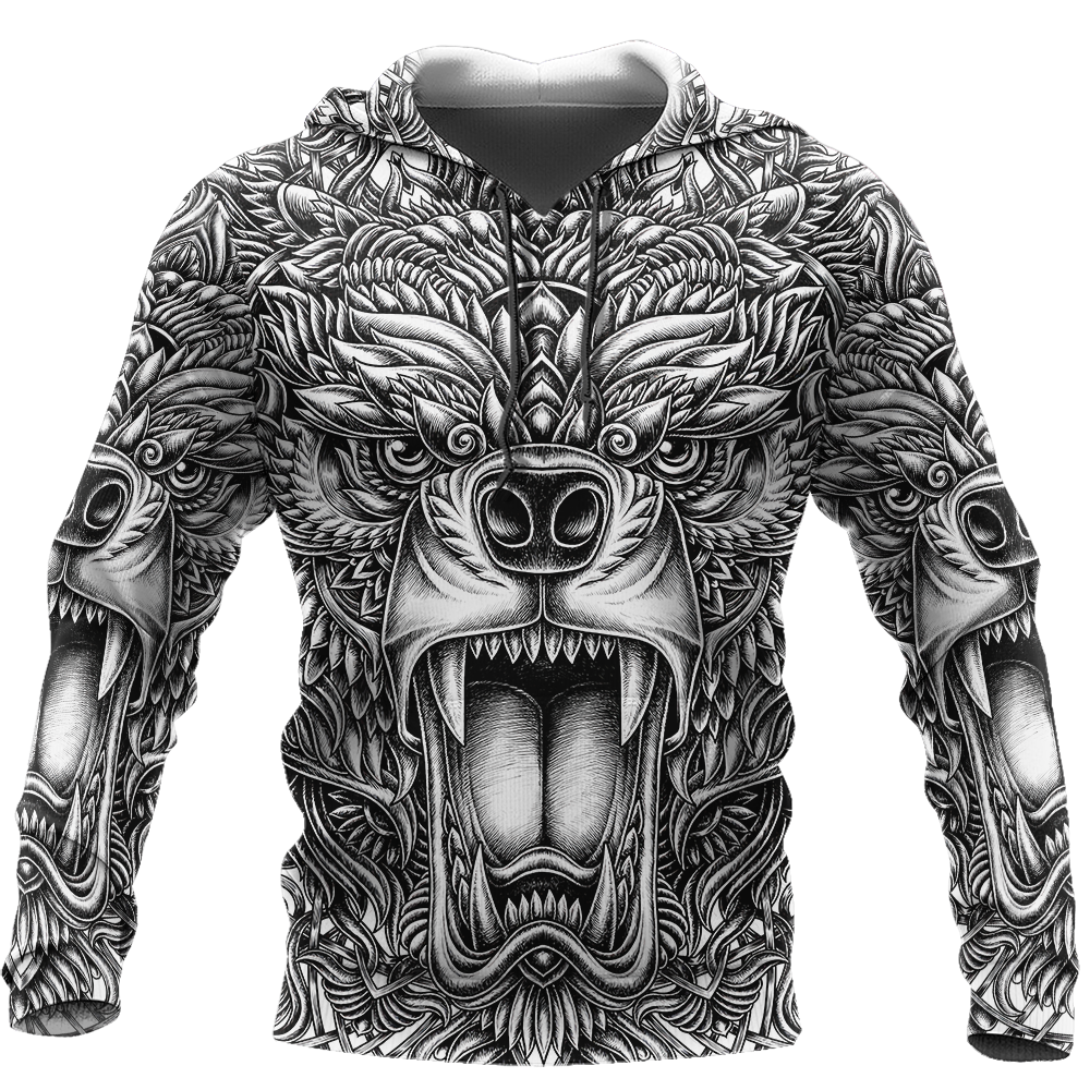 BEAR TATTOO 3D ALL OVER PRINTED SHIRTS FOR MEN AND WOMEN AZ071201 PL-Apparel-PL8386-Hoodie-S-Vibe Cosy™