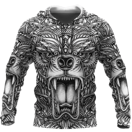 BEAR TATTOO 3D ALL OVER PRINTED SHIRTS FOR MEN AND WOMEN AZ071201 PL-Apparel-PL8386-Hoodie-S-Vibe Cosy™