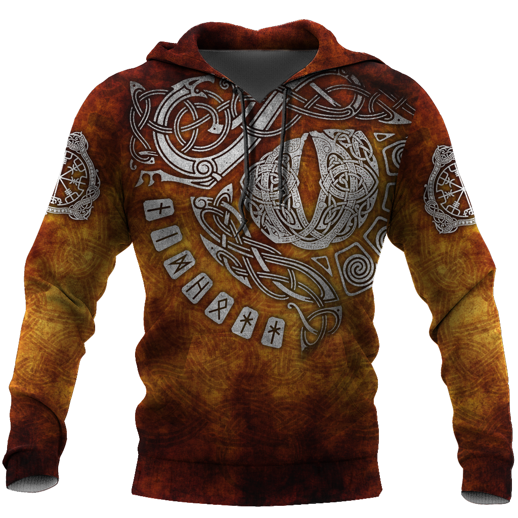 Vikings Tattoo All Over Hoodie-Apparel-HP Arts-Hoodie-S-Vibe Cosy™