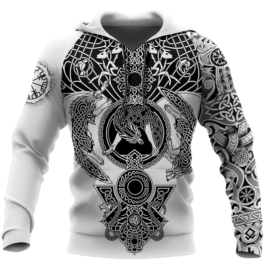 3D All Over Printed Viking Tattoo Hoodie-Apparel-HP Arts-Hoodie-S-Vibe Cosy™