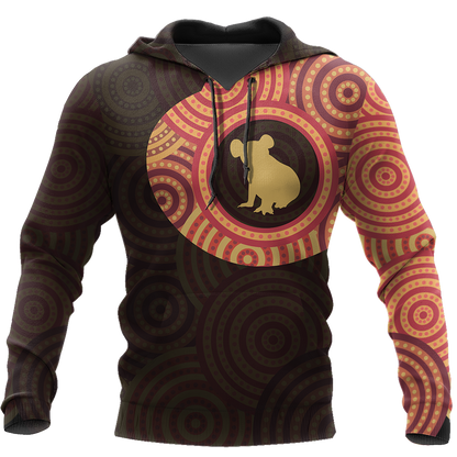 Australia In My Heart Aboriginal Tattoo Koala Hoodie Yellow AZ200201-Apparel-PL8386-Hoodie-S-Vibe Cosy™