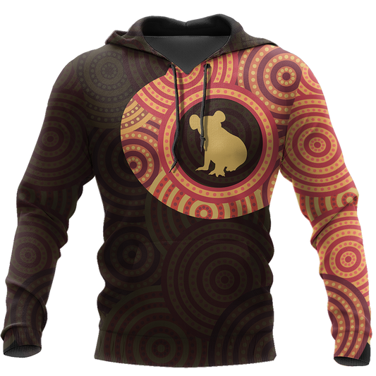 Australia In My Heart Aboriginal Tattoo Koala Hoodie Yellow AZ200201-Apparel-PL8386-Hoodie-S-Vibe Cosy™
