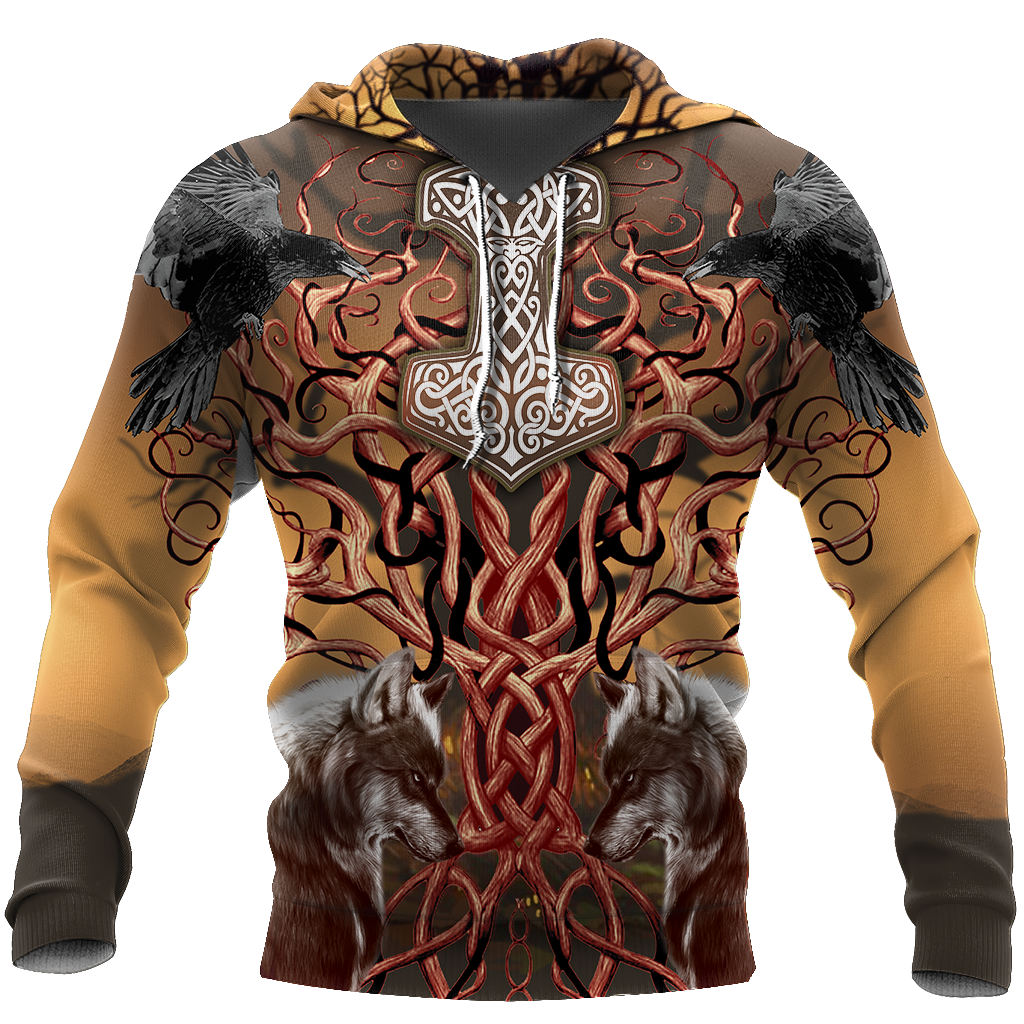 Viking Wolf All Over Printed-ALL OVER PRINT HOODIES-HP Arts-Hoodie-S-Vibe Cosy™