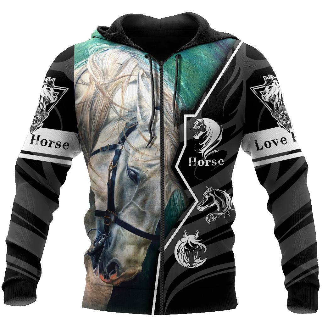 Beautiful Horse 3D All Over Printed shirt for Men and Women Pi040101-Apparel-NNK-Zipped Hoodie-S-Vibe Cosy™