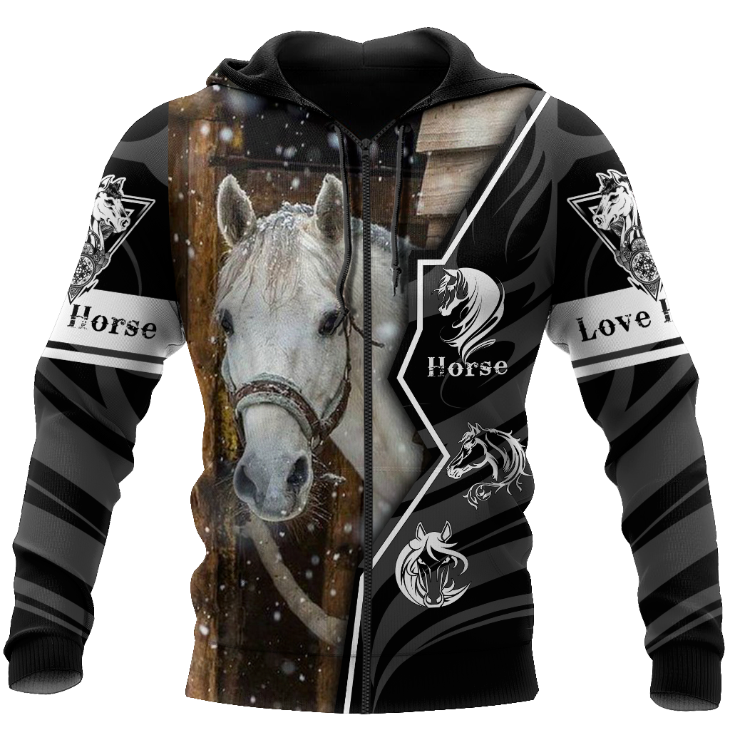 Beautiful Horse 3D All Over Printed shirt for Men and Women Pi040102-Apparel-NNK-Zipped Hoodie-S-Vibe Cosy™