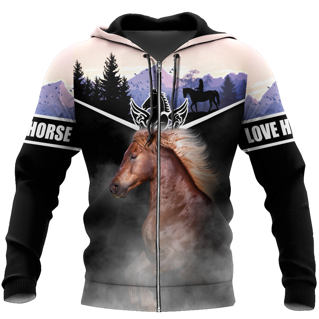 Love Horse 3D All over print for Men and Women shirt Pi030103-Apparel-NNK-Zipped Hoodie-S-Vibe Cosy™