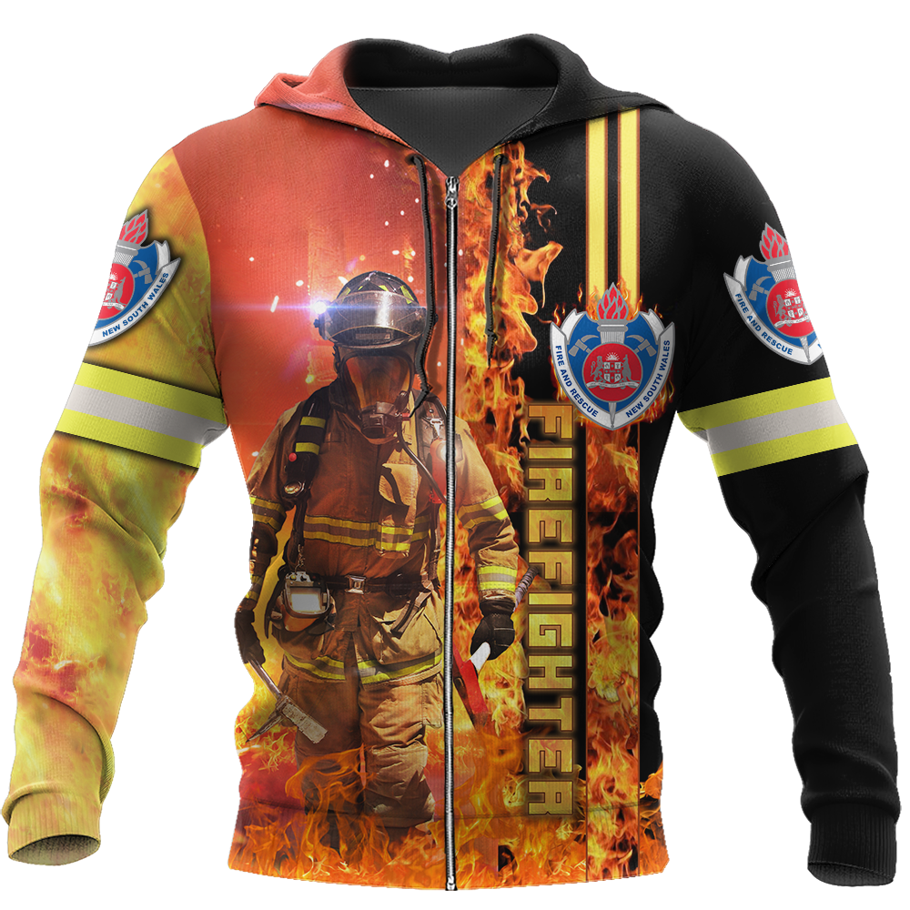 New South Wales Fire Fighter shirt for Men and Women AZ070101-Apparel-NNK-Zipped Hoodie-S-Vibe Cosy™