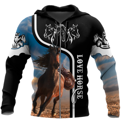 Love Horse 3D All over print for Men and Women shirt Pi030101-Apparel-NNK-Hoodie-S-Vibe Cosy™