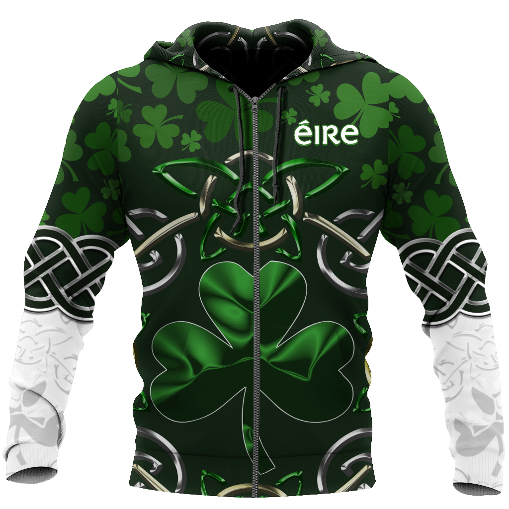 Irish Saint Patrick's Day Shamrock Celtic Cross Hoodie T-Shirt Sweatshirt Pi020310-Apparel-NM-Zip hoodie-S-Vibe Cosy™