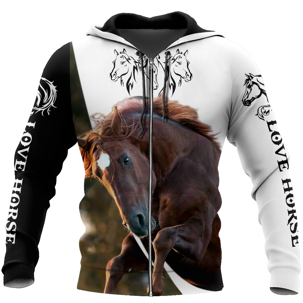 Love Horse 3D All over print for Men and Women shirt Pi030102-Apparel-NNK-Zipped Hoodie-S-Vibe Cosy™