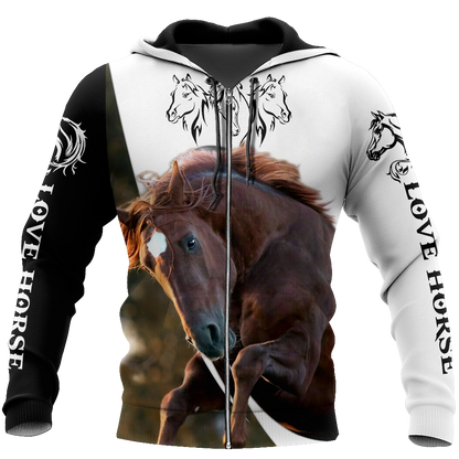 Love Horse 3D All over print for Men and Women shirt Pi030102-Apparel-NNK-Zipped Hoodie-S-Vibe Cosy™
