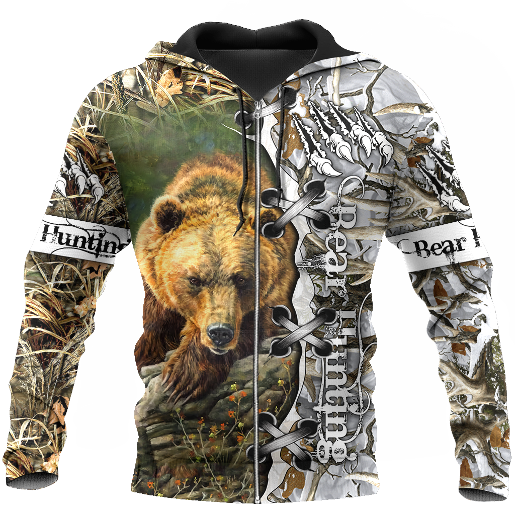 BEAR HUNTING CAMO 3D ALL OVER PRINTED SHIRTS FOR MEN AND WOMEN Pi061203 PL-Apparel-PL8386-zip-up hoodie-S-Vibe Cosy™