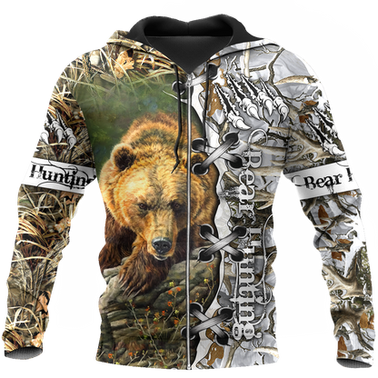 BEAR HUNTING CAMO 3D ALL OVER PRINTED SHIRTS FOR MEN AND WOMEN Pi061203 PL-Apparel-PL8386-zip-up hoodie-S-Vibe Cosy™
