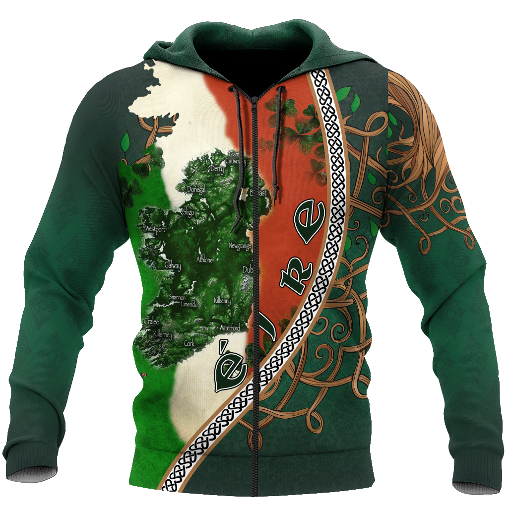 Irish Saint Patrick's Day Shamrock Celtic Cross Hoodie T-Shirt Sweatshirt Pi020308-Apparel-NM-Zip hoodie-S-Vibe Cosy™