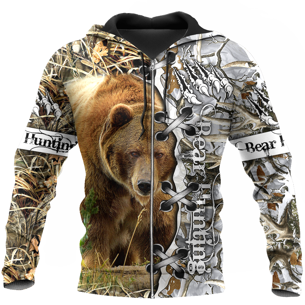 BEAR HUNTING CAMO 3D ALL OVER PRINTED SHIRTS FOR MEN AND WOMEN Pi061202 PL-Apparel-PL8386-zip-up hoodie-S-Vibe Cosy™