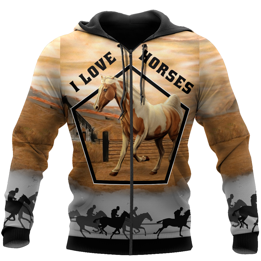 Beautiful Horse 3D All Over Printed shirt for Men and Women Pi080102-Apparel-NNK-Zipped Hoodie-S-Vibe Cosy™