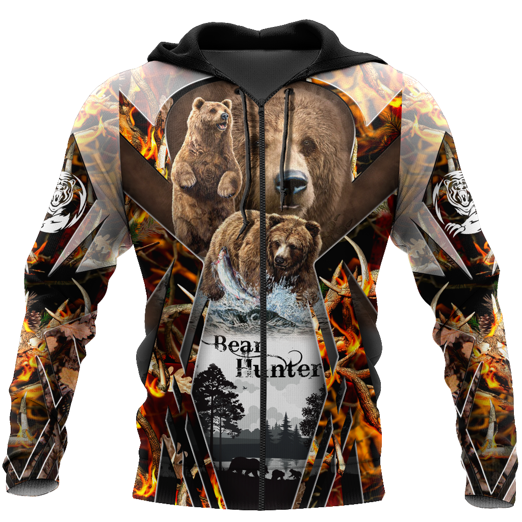 Bear Hunting camo 3D all over printed shirts for men and women Pi121202 PL-Apparel-PL8386-zip-up hoodie-S-Vibe Cosy™