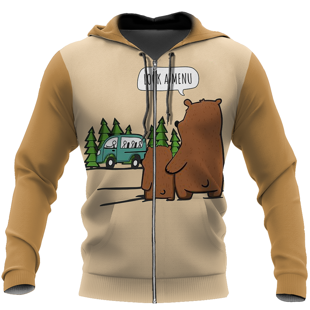 Look A Menu - Camping Bear NNKQ303A-Apparel-NNK-Zip-Up Hoodie-S-Vibe Cosy™