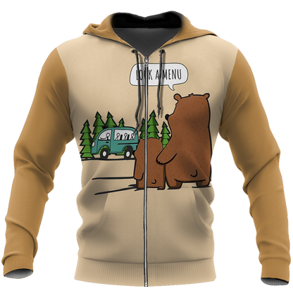 Look A Menu - Camping Bear NNKQ303A-Apparel-NNK-Zip-Up Hoodie-S-Vibe Cosy™