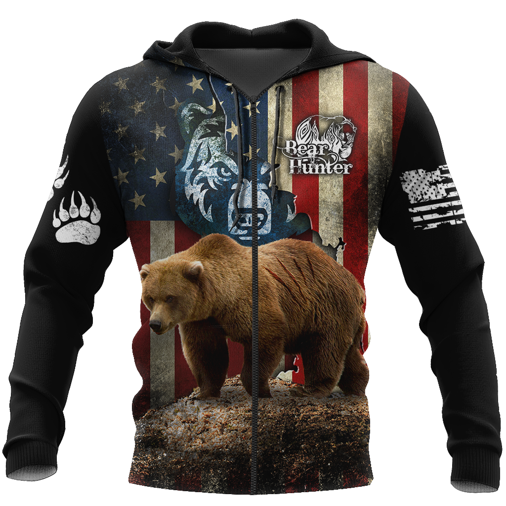 Bear hunter camo 3D all over printed shirts for men and women Pi111201 PL-Apparel-PL8386-zip-up hoodie-S-Vibe Cosy™