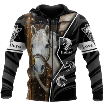 Beautiful Horse 3D All Over Printed shirt for Men and Women Pi040102-Apparel-MP-Zipped Hoodie-S-Vibe Cosy™