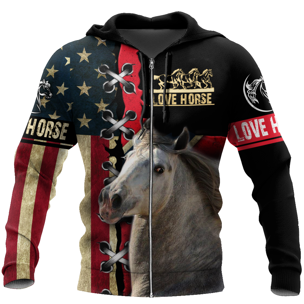 Love Horse 3D All over print for Men and Women shirt Pi030104-Apparel-NNK-Zipped Hoodie-S-Vibe Cosy™