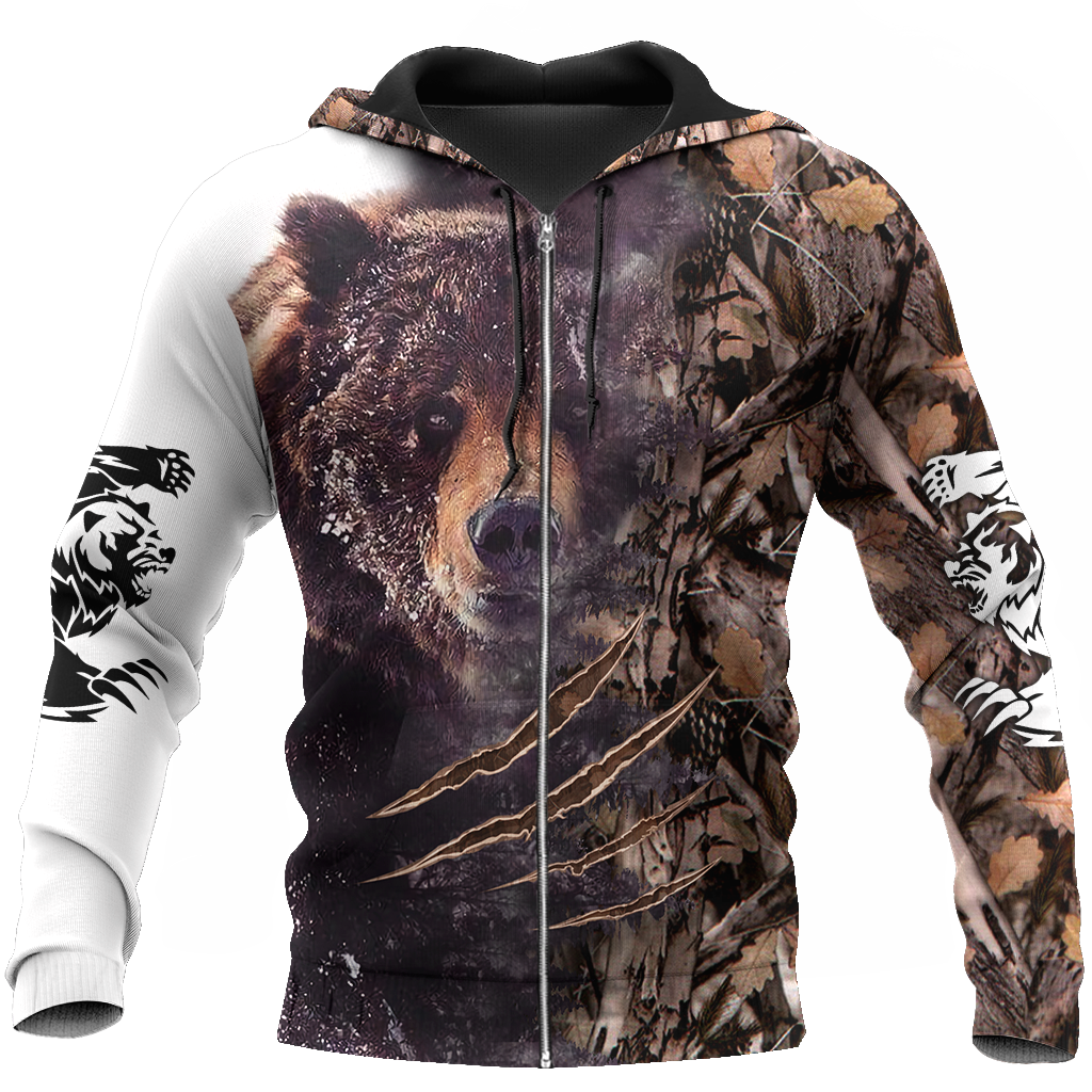 BEAR HUNTING CAMO 3D ALL OVER PRINTED SHIRTS FOR MEN AND WOMEN Pi071202 PL-Apparel-PL8386-zip-up hoodie-S-Vibe Cosy™