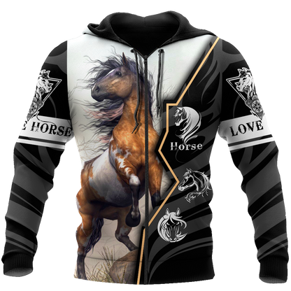 Beautiful Horse 3D All Over Printed shirt for Men and Women Pi040104-Apparel-MP-Zipped Hoodie-S-Vibe Cosy™
