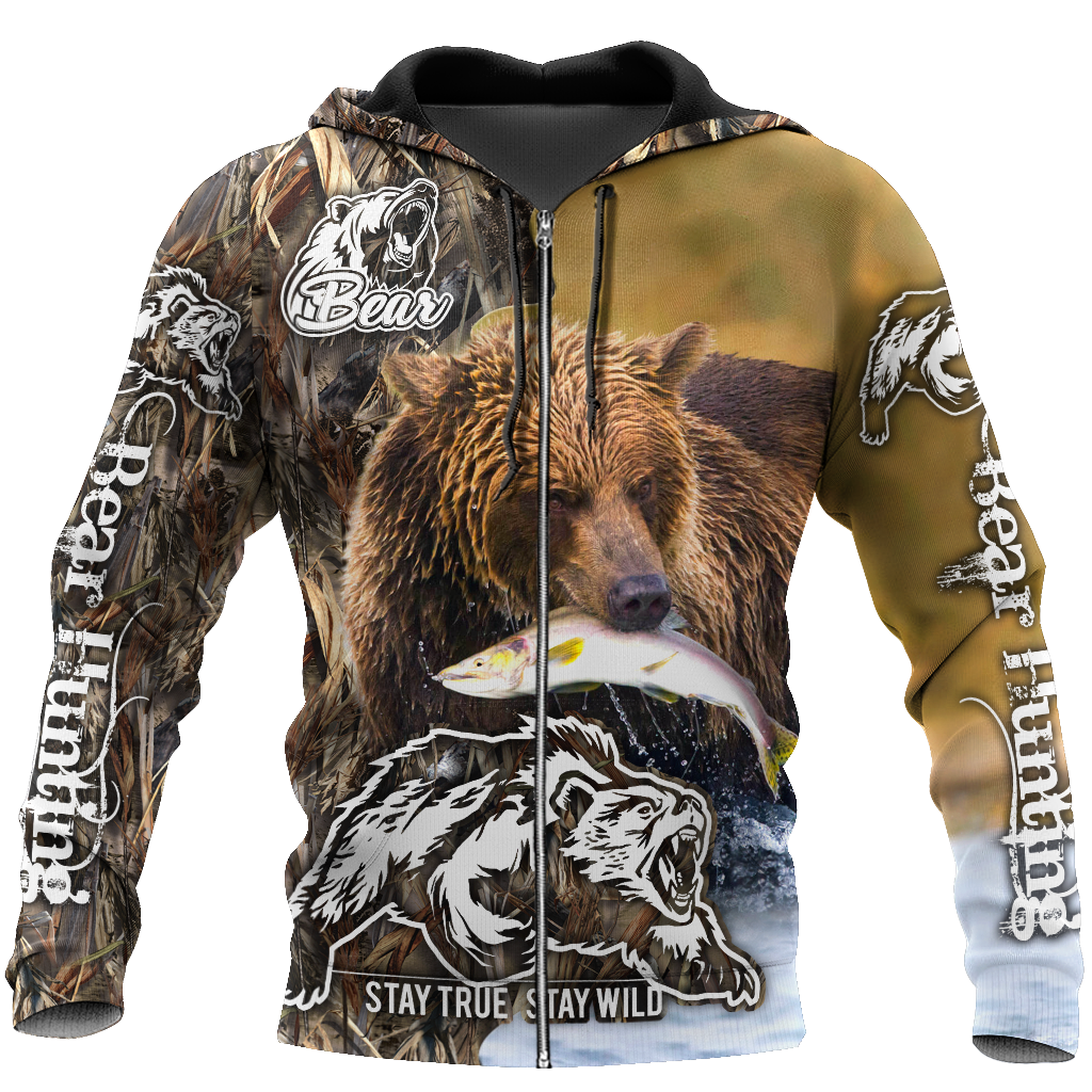Predatory bears camo 3D all over printer shirts for man and women Pi211201 PL-Apparel-PL8386-zip-up hoodie-S-Vibe Cosy™