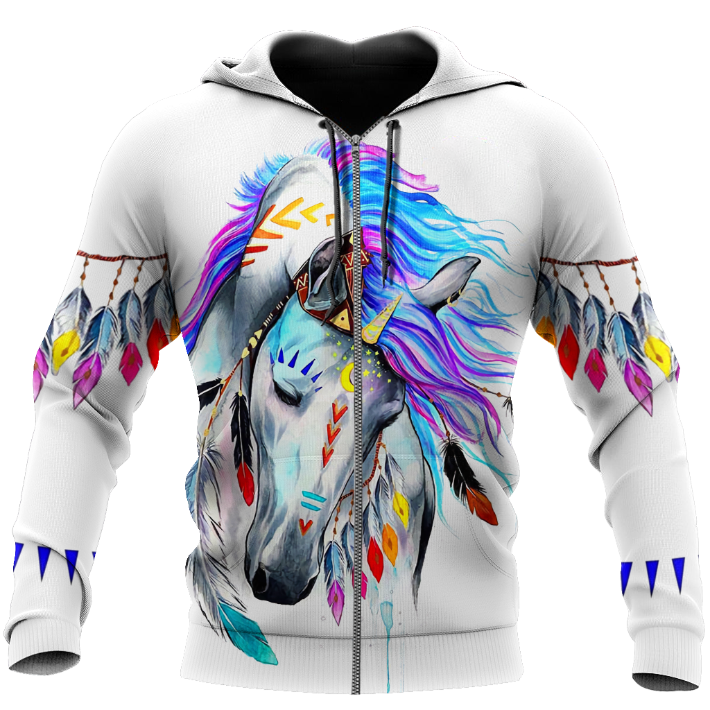 Beautiful Horse 3D All Over Printed shirt for Men and Women Pi060105-Apparel-NNK-Zipped Hoodie-S-Vibe Cosy™
