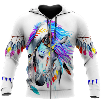 Beautiful Horse 3D All Over Printed shirt for Men and Women Pi060105-Apparel-NNK-Zipped Hoodie-S-Vibe Cosy™
