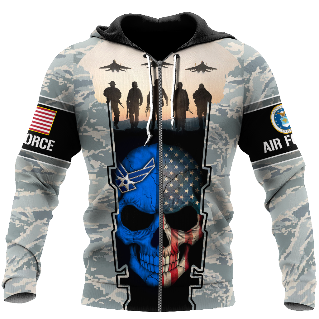 US Air Force skull 3d all over printed for man and women Pi270203 PL-Apparel-PL8386-ZIPPED HOODIE-S-Vibe Cosy™