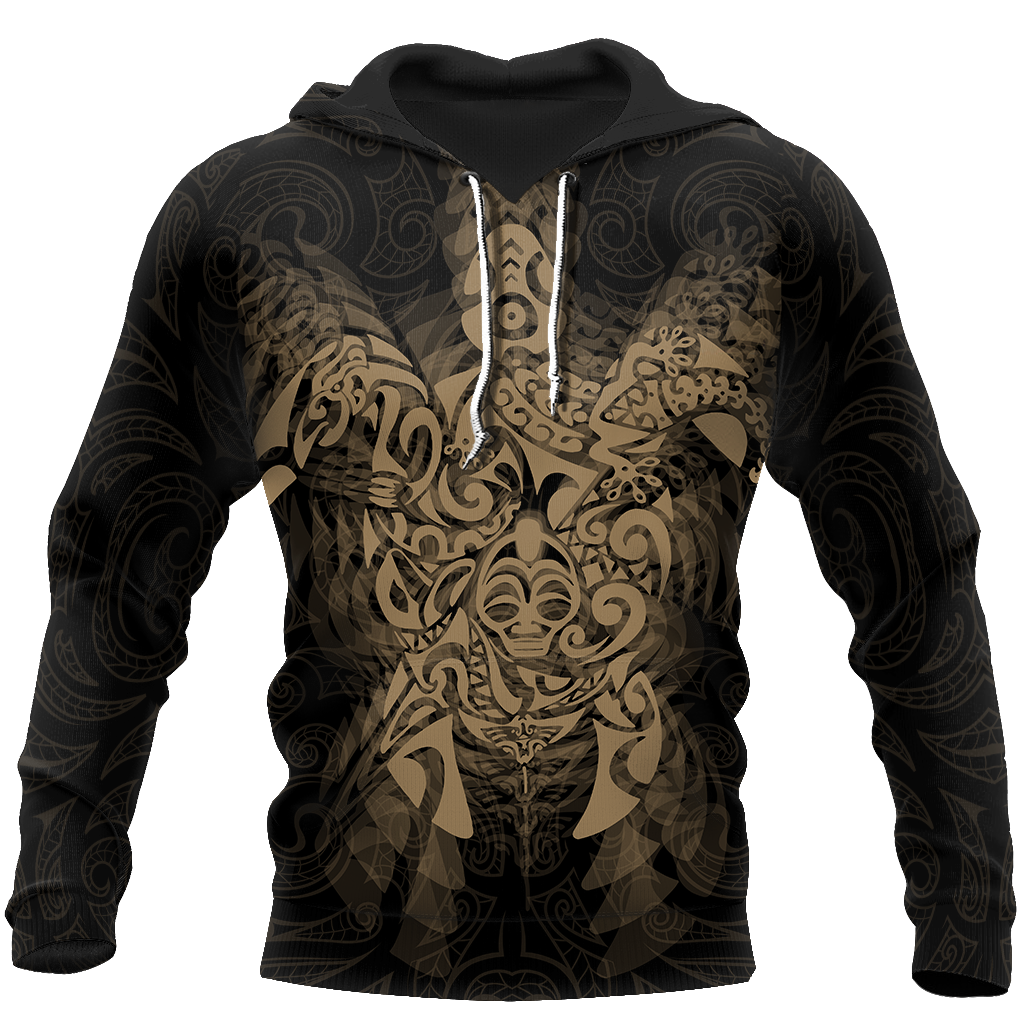 New Zealand Maori Hoodie, Wairua Tattoo Turtle Pullover Hoodie - Gold JJ150101 PL-Apparel-PL8386-Hoodie-S-Vibe Cosy™