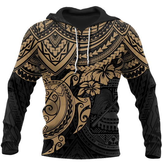 American Samoa Polynesian Hoodie Gold Turtle JJ190101 PL-Apparel-PL8386-Hoodie-S-Vibe Cosy™