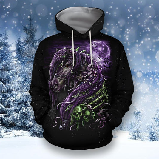 3D All Over Printed Black Horse-Apparel-HP Arts-Hoodie-S-Vibe Cosy™