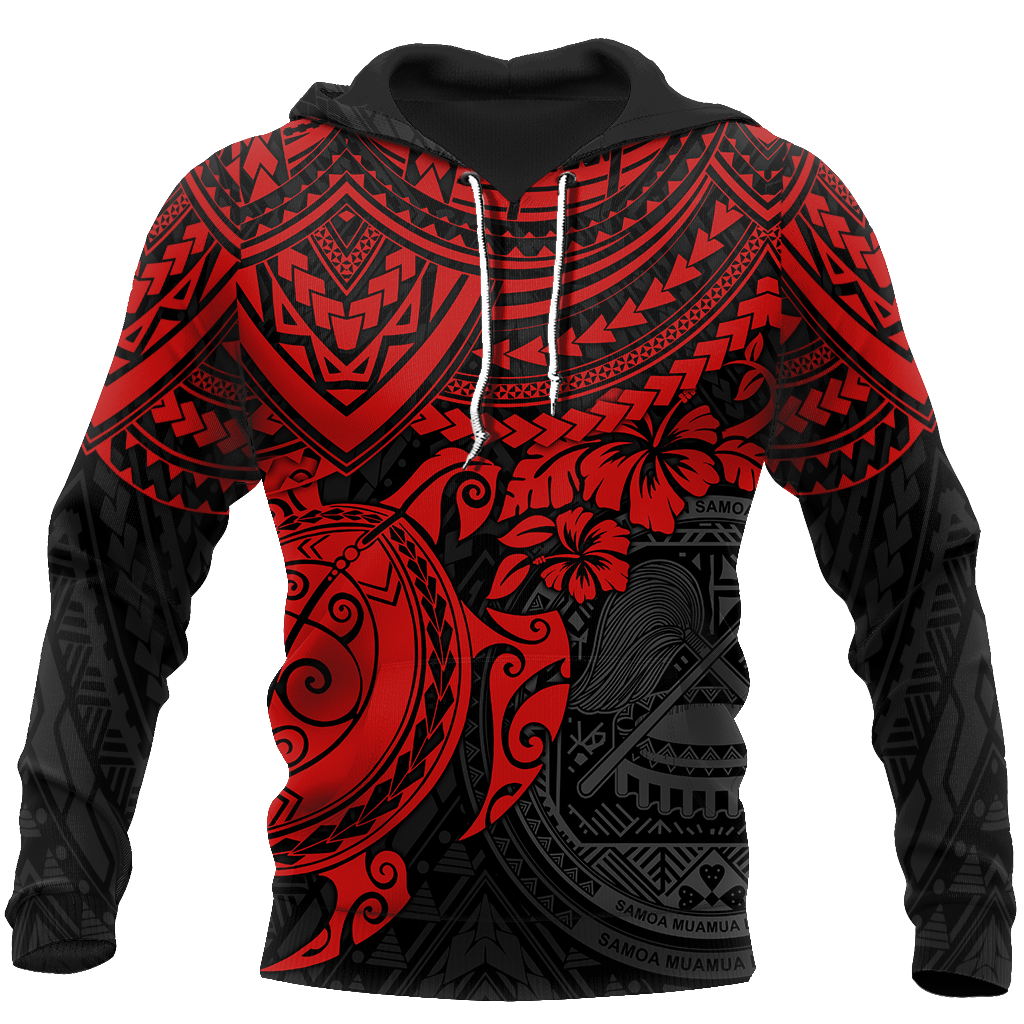 American Samoa Polynesian Hoodie Red Turtle JJ300102 PL-Apparel-PL8386-Hoodie-S-Vibe Cosy™