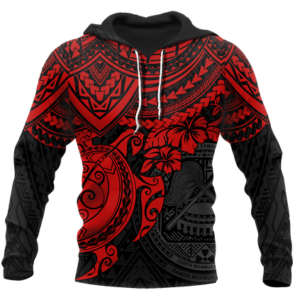 American Samoa Polynesian Hoodie Red Turtle JJ300102 PL-Apparel-PL8386-Hoodie-S-Vibe Cosy™