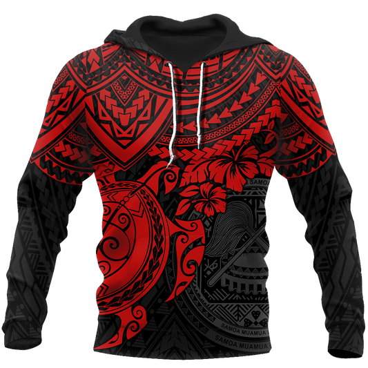 American Samoa Polynesian Hoodie Red Turtle JJ300102 PL-Apparel-PL8386-Hoodie-S-Vibe Cosy™