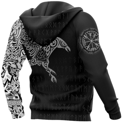 Vikings - The Raven of Odin Tattoo version 2.0-Apparel-HP Arts-Hoodie-S-Vibe Cosy™