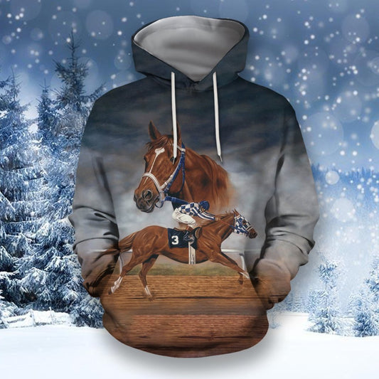 3D ALL OVER PRINTED SECRETARIAT HORSE SHIRTS AND SHORTS-Apparel-HP Arts-Hoodie-S-Vibe Cosy™
