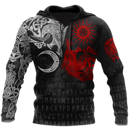 Ragnarok Monsters Red Sköll and Hati 3D All Over Print Hoodie